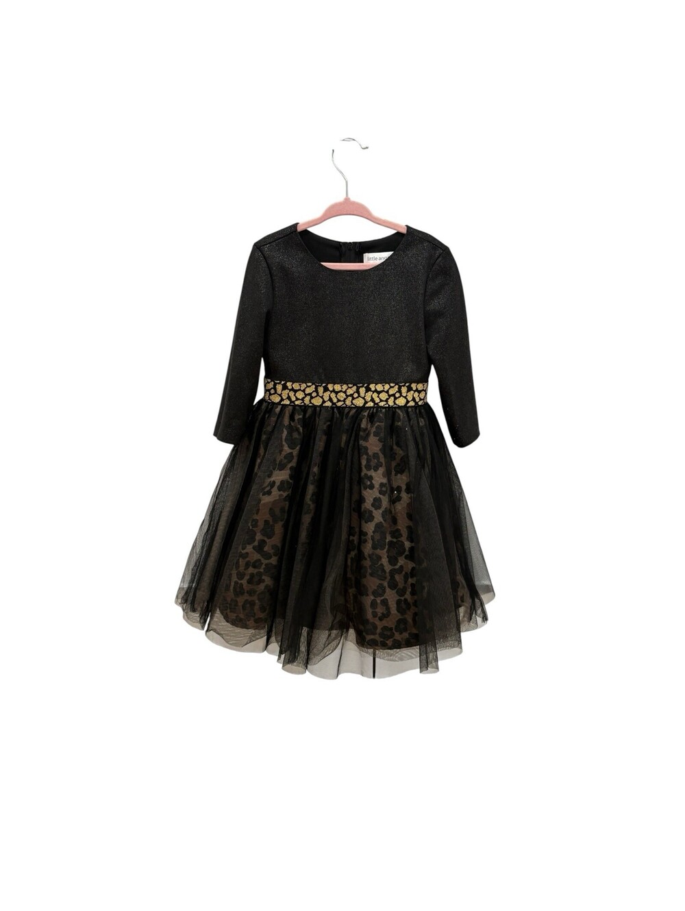 Angels by Us Angels Girls Size 4T Black Glitter Leopard Tulle Party Dress - Picture 2 of 8